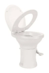 Image for Camco Premium Ceramic Camper/RV Toilet - Features Gravity Flush System w/Convenient Foot Pedal - Full-Sized Ergonomic Design w/18" Chair Height - Soft-Close Wood Seat & Lid - Bone (41715)