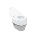 Camco Camper/RV Premium Travel Toilet - Features a 5.3-Gallon Detachable Holding Tank, Pump Flush Design & Spring-Loaded Latch (41544)