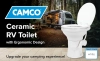 Image for Camco Premium Ceramic Camper/RV Toilet - Features Gravity Flush System w/Convenient Foot Pedal - Full-Sized Ergonomic Design w/18" Chair Height - Soft-Close Wood Seat & Lid - White (41710)