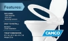 Image for Camco Premium Ceramic Camper/RV Toilet - Features Gravity Flush System w/Convenient Foot Pedal - Full-Sized Ergonomic Design w/18" Chair Height - Soft-Close Wood Seat & Lid - White (41710)