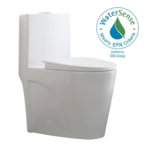 Buxton 1-Piece 1.6 GPF/1.1 GPF Dual Flush Elongated Toilet in White