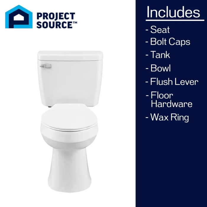 Project Source 1.28 GPF Elongated Chair Height 2-Piece Toilet