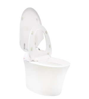 Bidet Toilet White Single Elongated Standard Height Smart Soft Close 1-piece Bidet 12-in Rough-In WaterSense Labeled 1.28 GPF