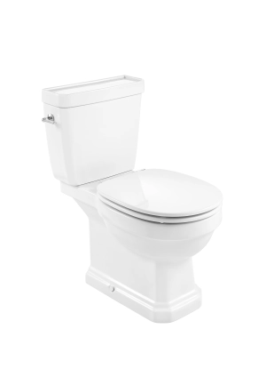 Vitreous china two-piece Rimless toilet with dual outlet