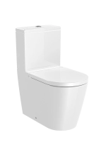 ROUND - Back to wall vitreous china two-piece Rimless toilet with dual outlet