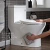 Image for WOODBRIDGE Modern One Piece Dual Flush 1.28 GP Toilet,with Soft Closing Seat, Matte Black Button B0750-MB, White