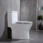 WOODBRIDGEBath T-0031 WOODBRIDGE T-0031 Short Compact Tiny One Piece Toilet with Soft Closing Seat, Small Toilet