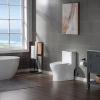 Image for WOODBRIDGE Modern One Piece Dual Flush 1.28 GP Toilet,with Soft Closing Seat, Matte Black Button B0750-MB, White